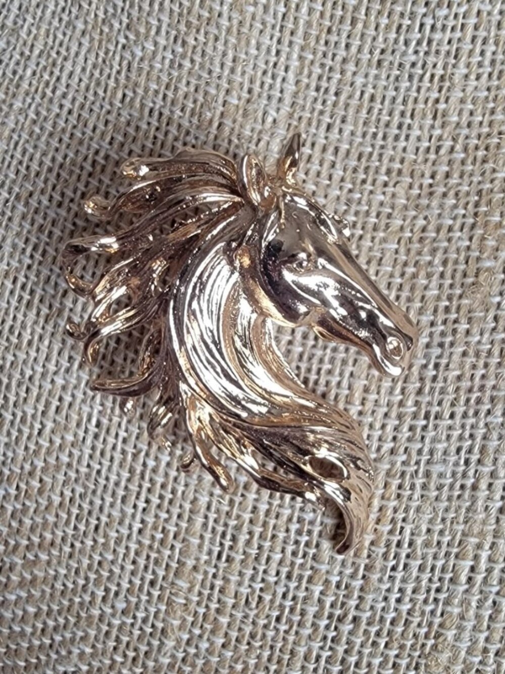 Gold Tone Horse Brooch
